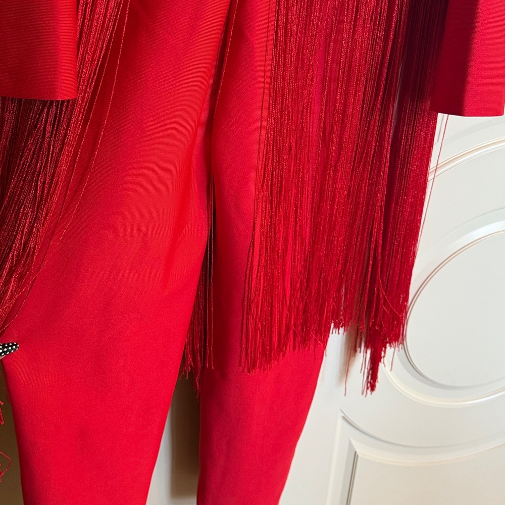 AKIRA Vibrant Red jump suit with fringe - Picture 8 of 10